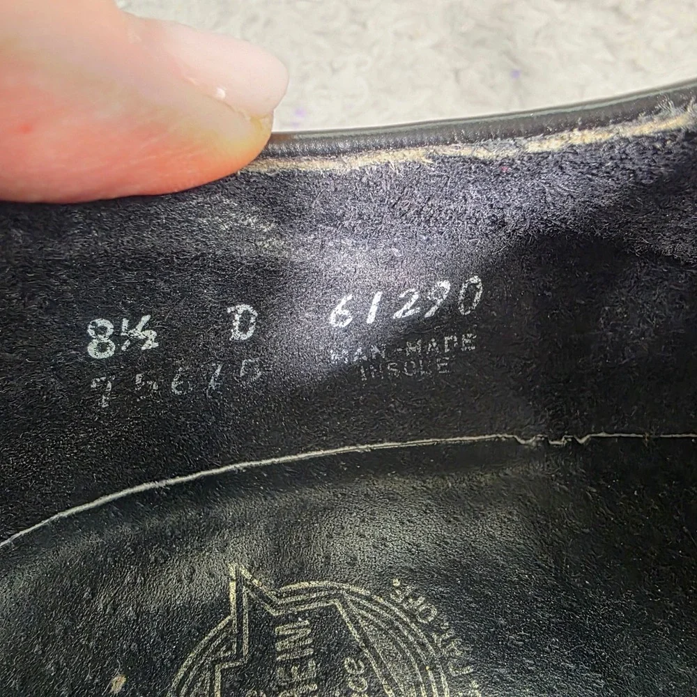 VTG Florsheim Longwing Wingtip 75675 Derby Black Leather Brogue Shoes Mens 8.5 D